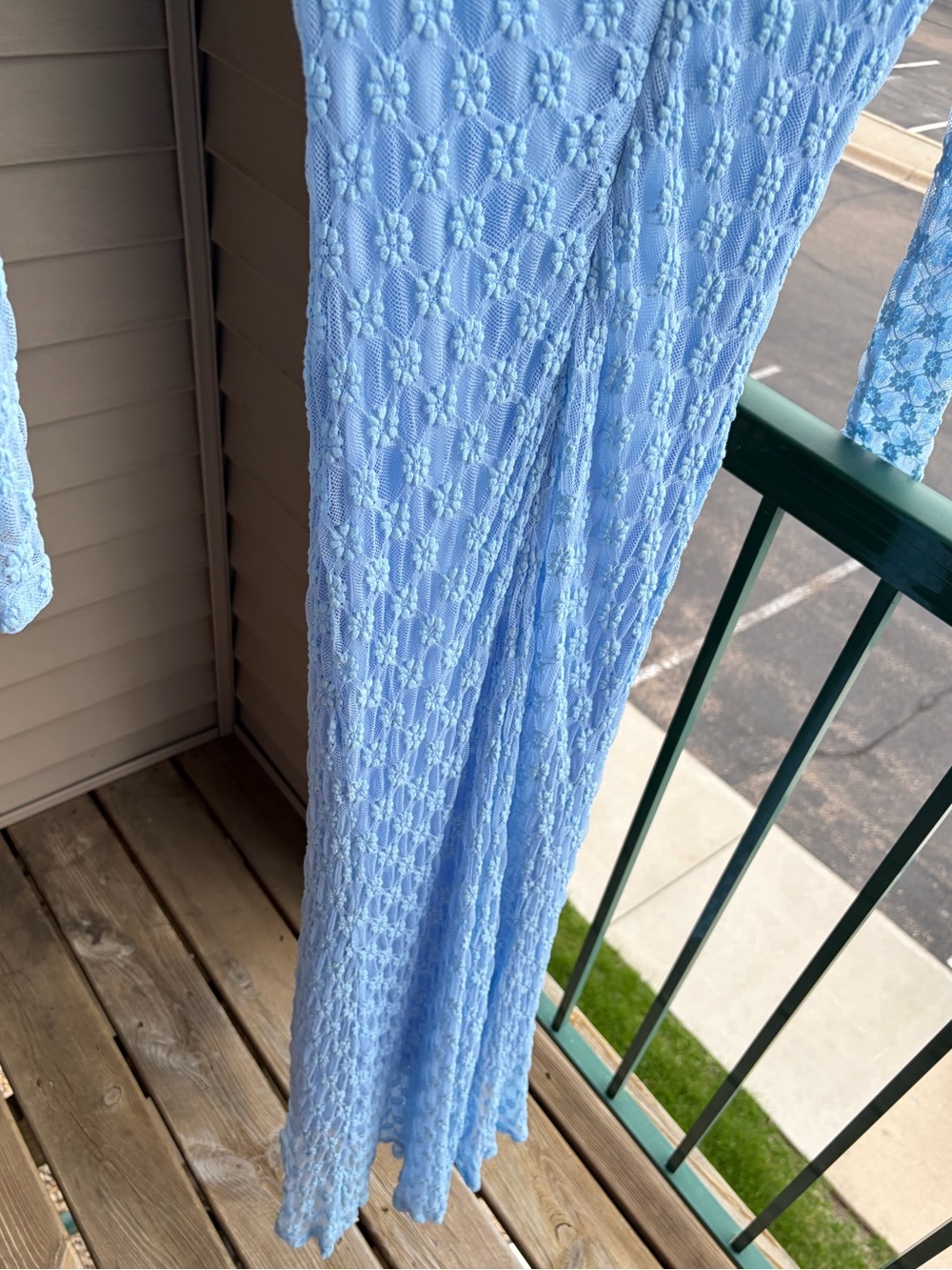 🆕🦋Bardot Adoni Lace Maxi Dress Blue Bodycon Cornflower Bridgerton Style Size M 6 - Picture 10 of 17